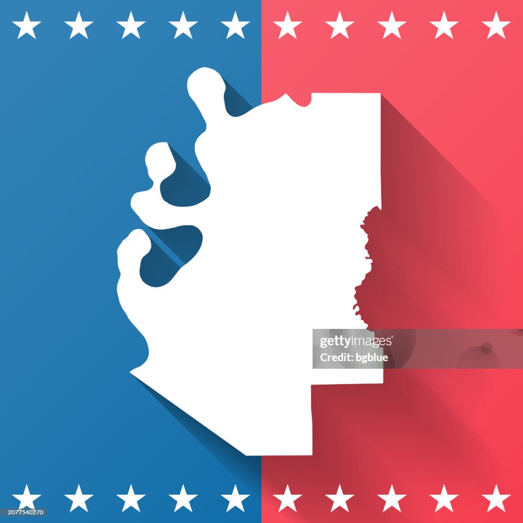 Tunica County, Mississippi. Map on blue and red background
