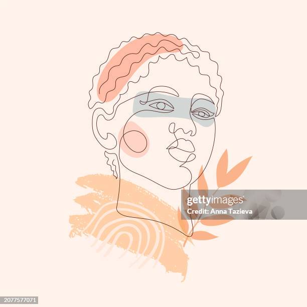 elegant illustration of woman face in one line style - single line drawing woman stock illustrations