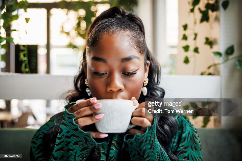 Enjoying a Warm Beverage