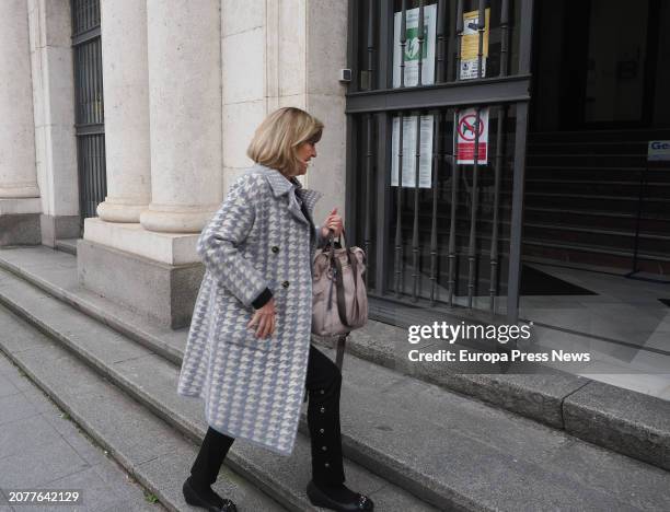 The former finance minister of the Junta de Castilla y Leon, Pilar del Olmo, on her arrival at the trial for the 'La Perla Negra' case, at the...