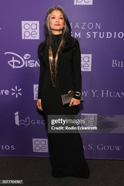 Kelly Hu attends CAPE's Radiance Gala Celebrating API Women & Non-Binary Achievement in Entertainment at Wilshire Ebell Theatre on March 11, 2024 in...