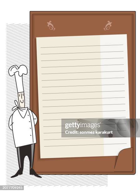 menu and cook - chef fine dining stock illustrations