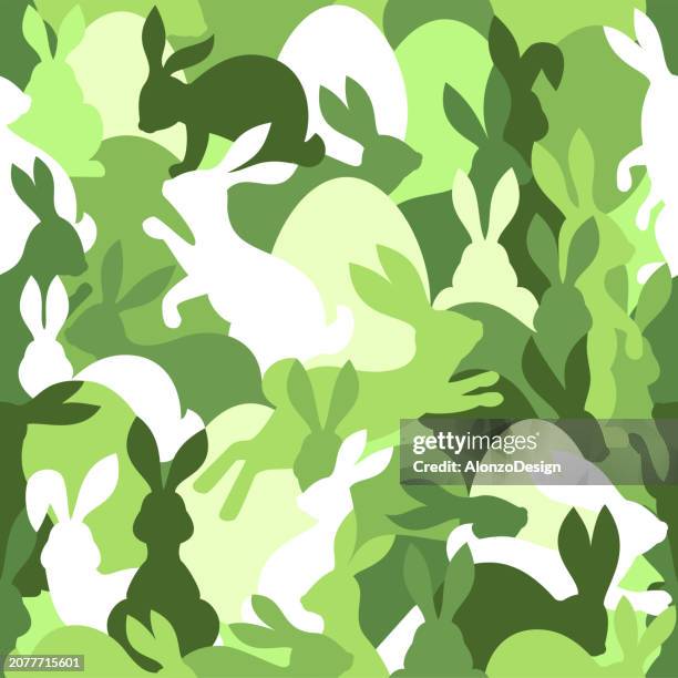 easter rabbits seamless pattern. - cottontail stock illustrations