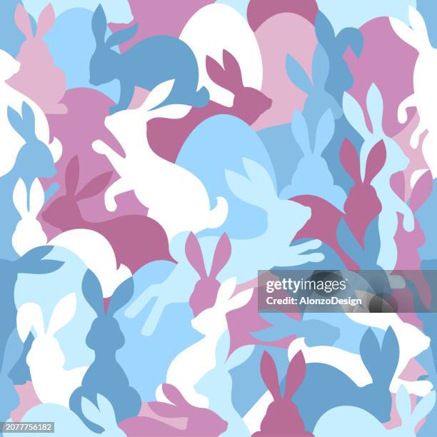 easter rabbits seamless pattern. - animal ear stock illustrations