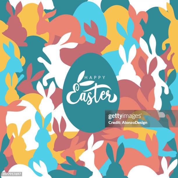 easter rabbits seamless pattern. - easter pattern stock illustrations