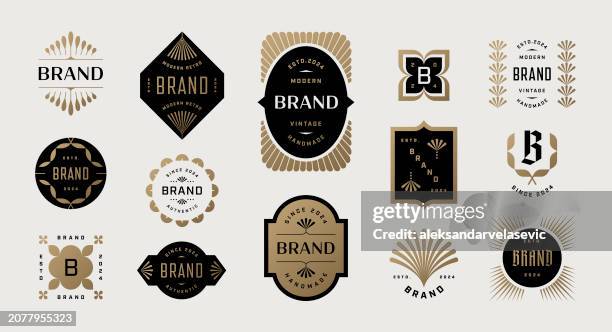 labels badges and frames - gold rectangle stock illustrations