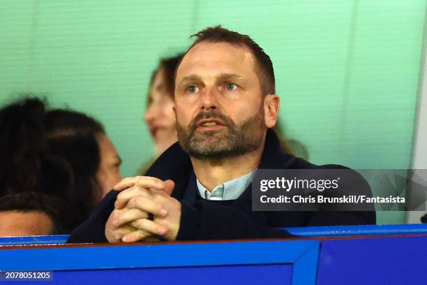 Chelsea sporting director Paul WInstanley looks o during the Premier League match between Chelsea FC and Newcastle United at Stamford Bridge on March...