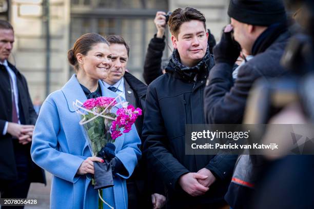 Crown Princess Victoria of Sweden attends The Crown Princess' Name Day 2024 at The Royal Palace on March 12, 2024 in Stockholm, Sweden.