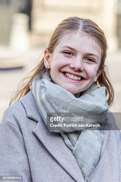 Princess Estelle of Sweden attends The Crown Princess' Name Day 2024 at The Royal Palace on March 12, 2024 in Stockholm, Sweden.