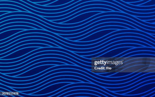 illustrations, cliparts, dessins animés et icônes de lignes ondulées de vagues d’eau - monde marin
