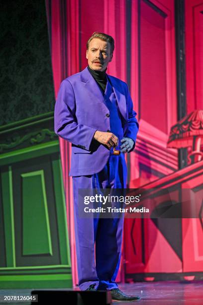 Max von Pufendorf during the "Cluedo" dress rehearsal at Komödie am Kurfürstendamm im Theater am Potsdamer Platz on March 14, 2024 in Berlin, Germany.