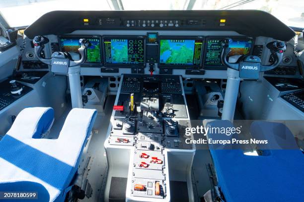 Airbus C295 cockpit, on 12 March, 2024 in Seville, Andalusia, Spain. Airbus is holding a press event to mark the 300th order for its C295 aircraft....