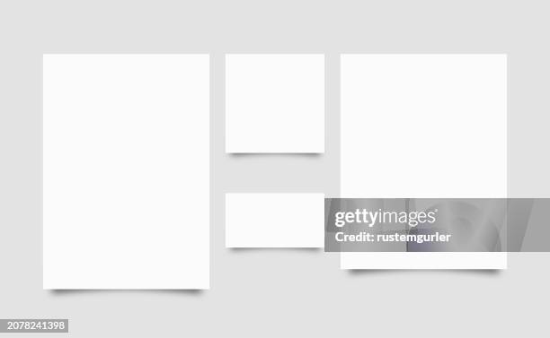 set of blank white paper template - large paper pad stock illustrations