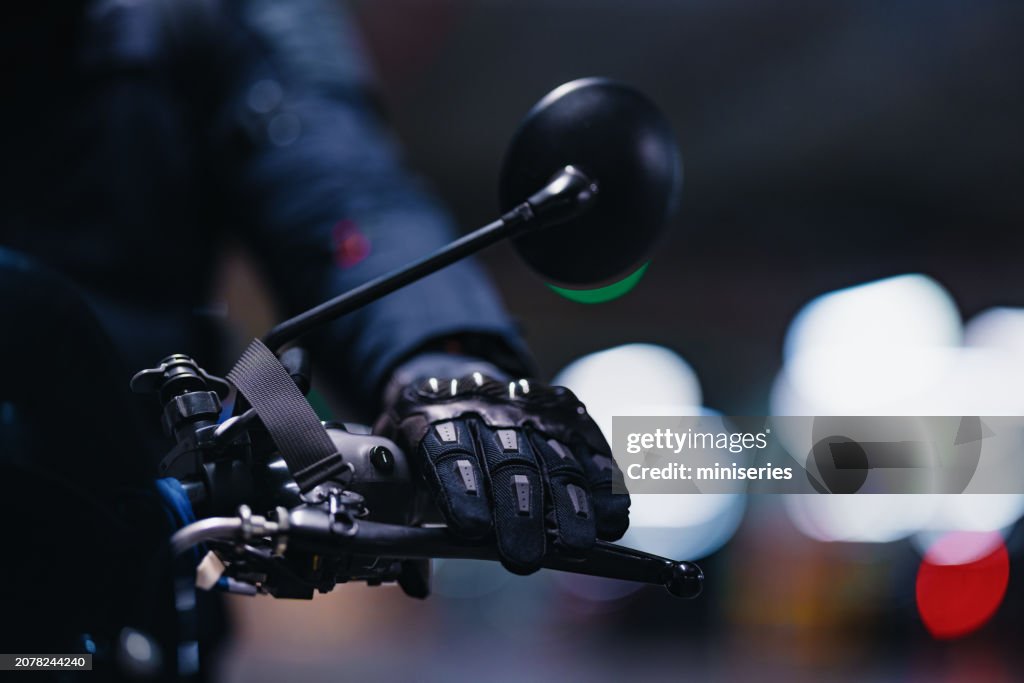 Close up Shot of a Motorcyclist’s Hand on the Brake