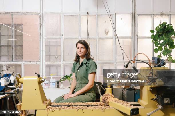 Artisan Julie Jackson is photographed for Los Angeles Times on April 5, 2023 in Los Angeles, California. Jackson's pieces are made from reclaimed...