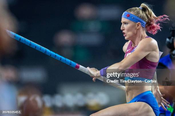 August 23: Sandi Morris of the United States in action during the Women's Pole Vault Final at the World Athletics Championships, at the National...