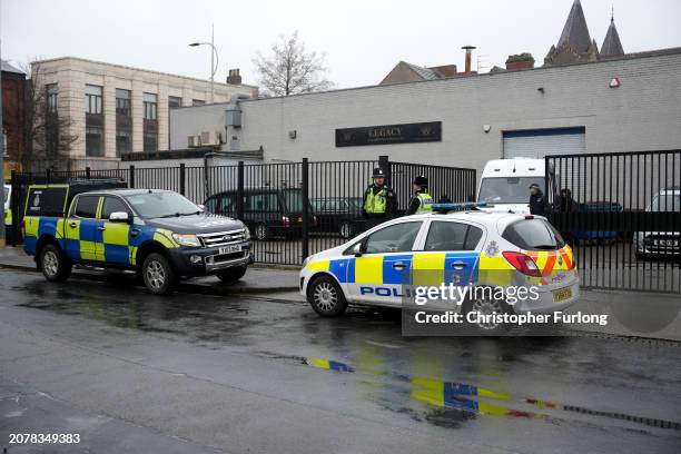 Police continue their investgations at the Hessle Road branch of Legacy Independent Funeral Directors on March 12, 2024 in Hull, England. On Sunday,...