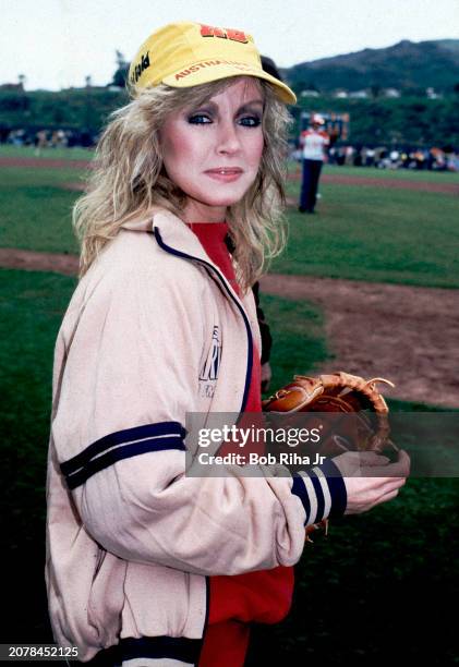 Actress Donna Mills during a celebrity softball game to benefit the American Heart Association, February 6,1983 in Malibu, California,