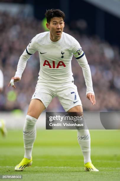 Son Heung-min of Tottenham Hotspur during the Premier League match between Tottenham Hotspur and Crystal Palace at Tottenham Hotspur Stadium on March...