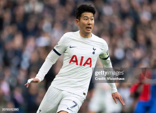 Son Heung-min of Tottenham Hotspur during the Premier League match between Tottenham Hotspur and Crystal Palace at Tottenham Hotspur Stadium on March...