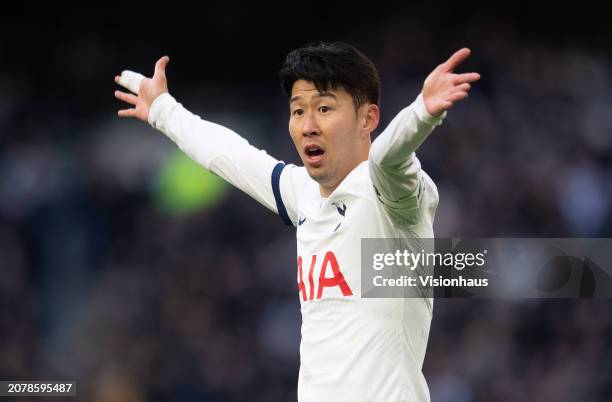 Son Heung-min of Tottenham Hotspur during the Premier League match between Tottenham Hotspur and Crystal Palace at Tottenham Hotspur Stadium on March...