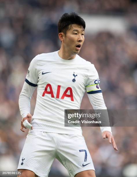 Son Heung-min of Tottenham Hotspur during the Premier League match between Tottenham Hotspur and Crystal Palace at Tottenham Hotspur Stadium on March...