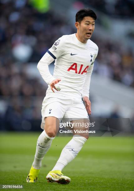 Son Heung-min of Tottenham Hotspur during the Premier League match between Tottenham Hotspur and Crystal Palace at Tottenham Hotspur Stadium on March...