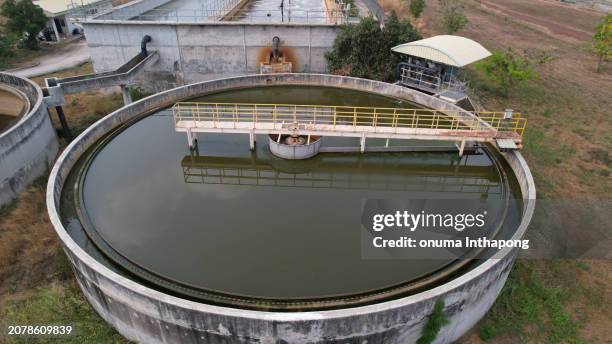 the sewage treatment plant circulates water in the water pool - temperature sensor stock pictures, royalty-free photos & images