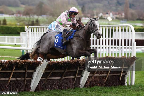 Paul Townend clears the last on board Lossiemouth to win The Close Brothers Mares’ Hurdle Race during day one of the Cheltenham Festival 2024 at...