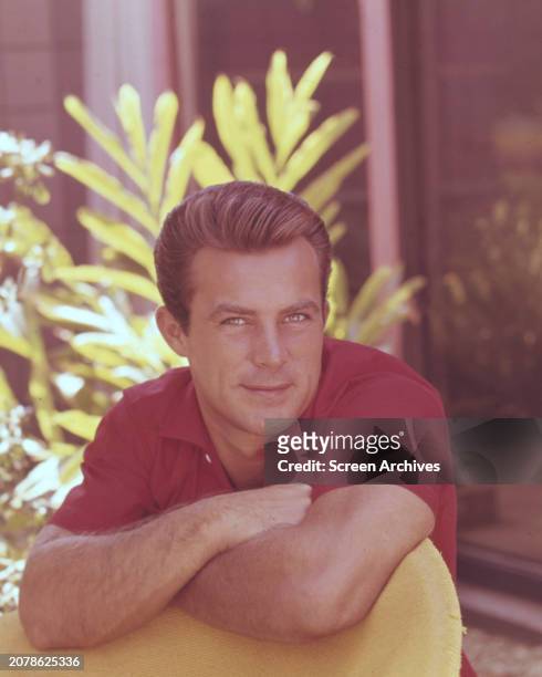 Robert Conrad in red polo shirt, circa 1960.