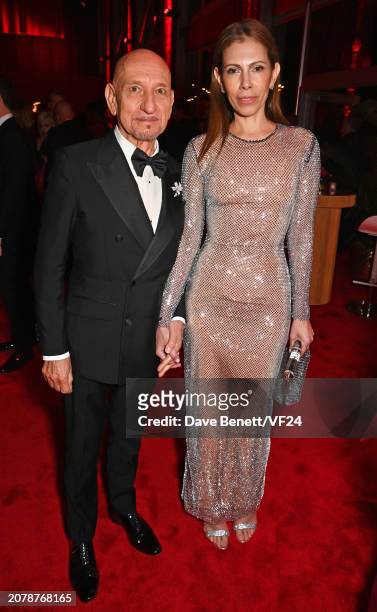 Sir Ben Kingsley and Daniela Lavender attend the 2024 Vanity Fair Oscar Party Hosted By Radhika Jones at Wallis Annenberg Center for the Performing...