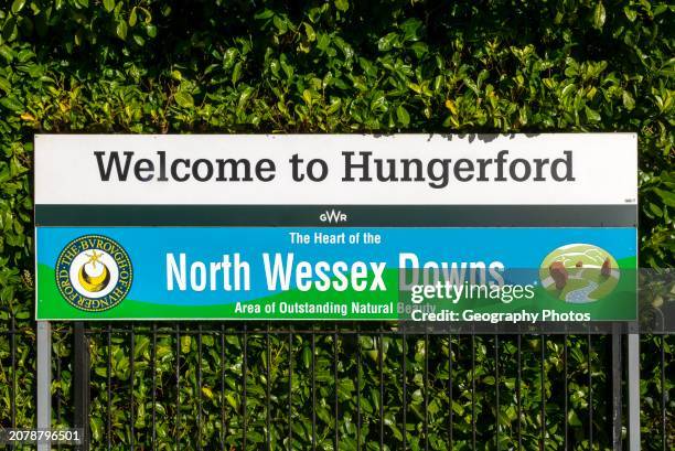 Welcome to Hungerford, North Wessex Downs, at the railway station, Hungerford, Berkshire, England, UK.