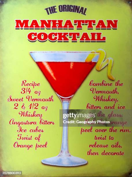 Old enamel sign for the original Manhattan Cocktail.