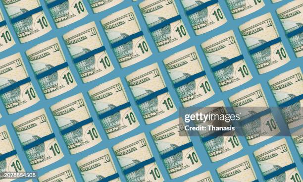 abstract pattern of american dollars banknote bills - ten us dollar note stock pictures, royalty-free photos & images