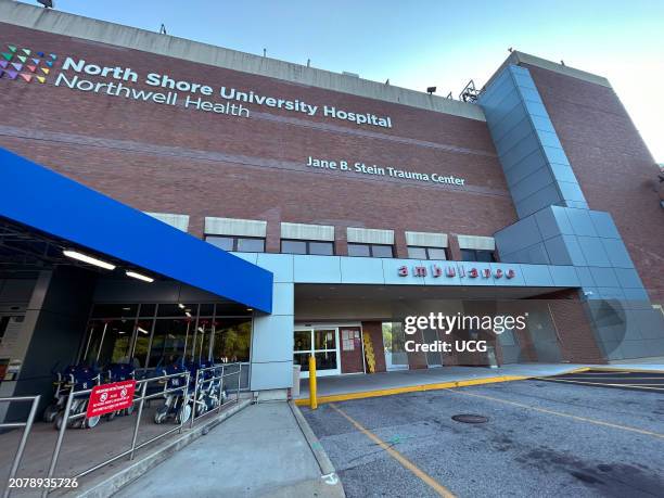 North Shore University Hospital, Northwell Health, Jane B Stein Trauma Center, ambulance entrance, Masbeth, Long Island.