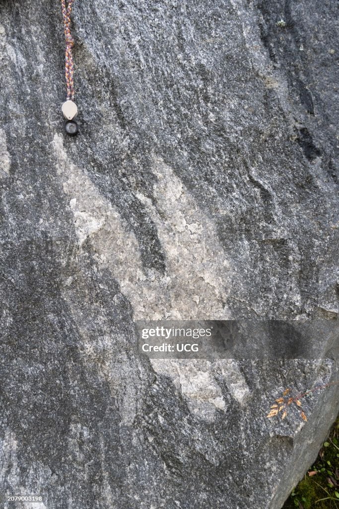 Detached fold in Archean gneiss, Nuuk, Greenland
