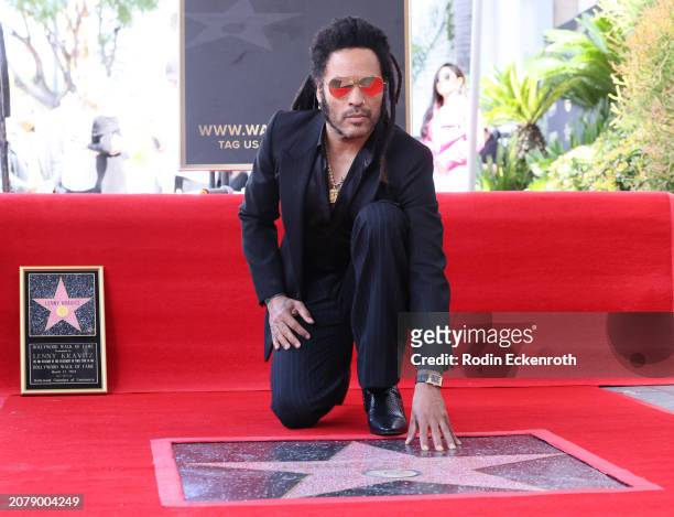 Lenny Kravitz is honored with Star on the Hollywood Walk of Fame on March 12, 2024 in Hollywood, California.
