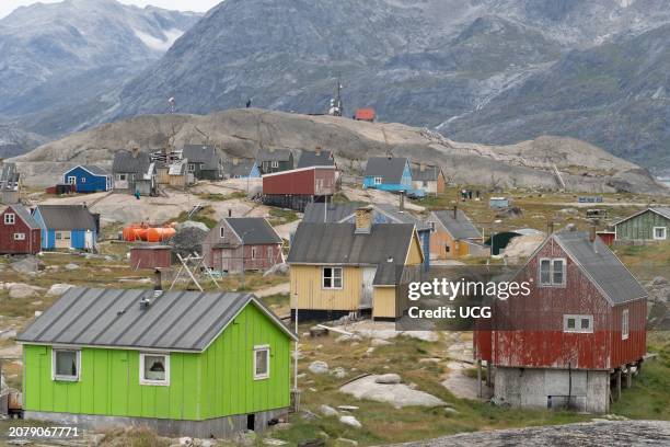 Aappilattoq, a village perched on Proterozoic rock in Prince Christian Sound, Greenland.