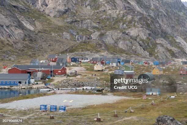 Aappilattoq, a village perched on Proterozoic rock in Prince Christian Sound, Greenland.