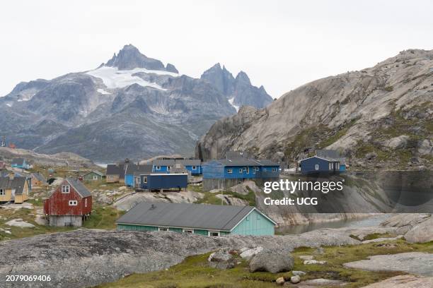 Aappilattoq, a village perched on Proterozoic rock in Prince Christian Sound, Greenland.