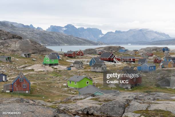 Aappilattoq, a village perched on Proterozoic rock in Prince Christian Sound, Greenland.