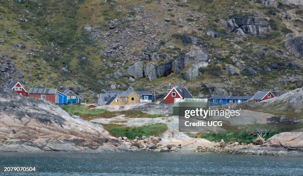 Aappilattoq, a village perched on Proterozoic rock in Prince Christian Sound, Greenland.