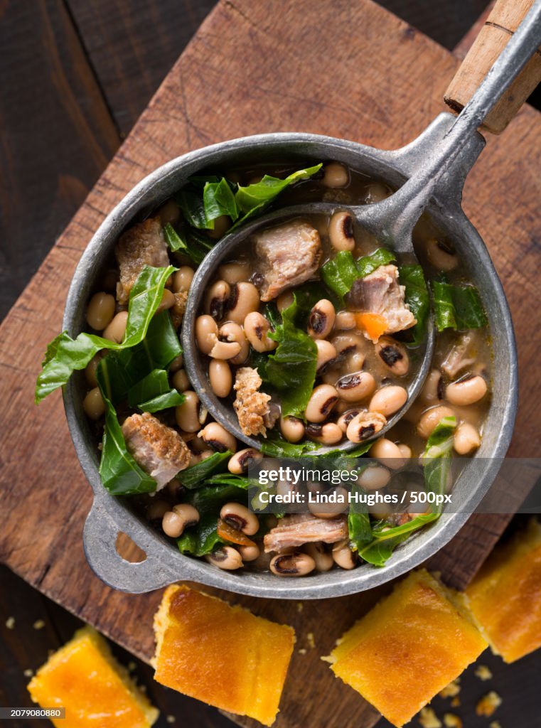 Directly above shot of soup in bowl on table,Aldie,Virginia,United States,USA