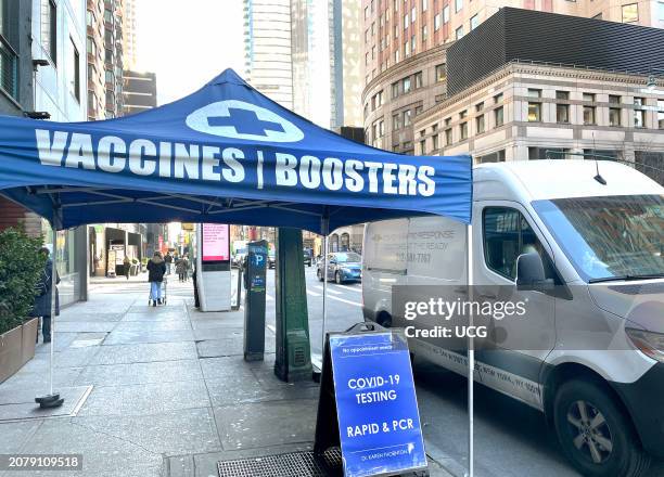 Mobile medical station in New York City makes it convenient to get an updated Covid-19 vaccine or booster to protect against Covid-19 variants while...