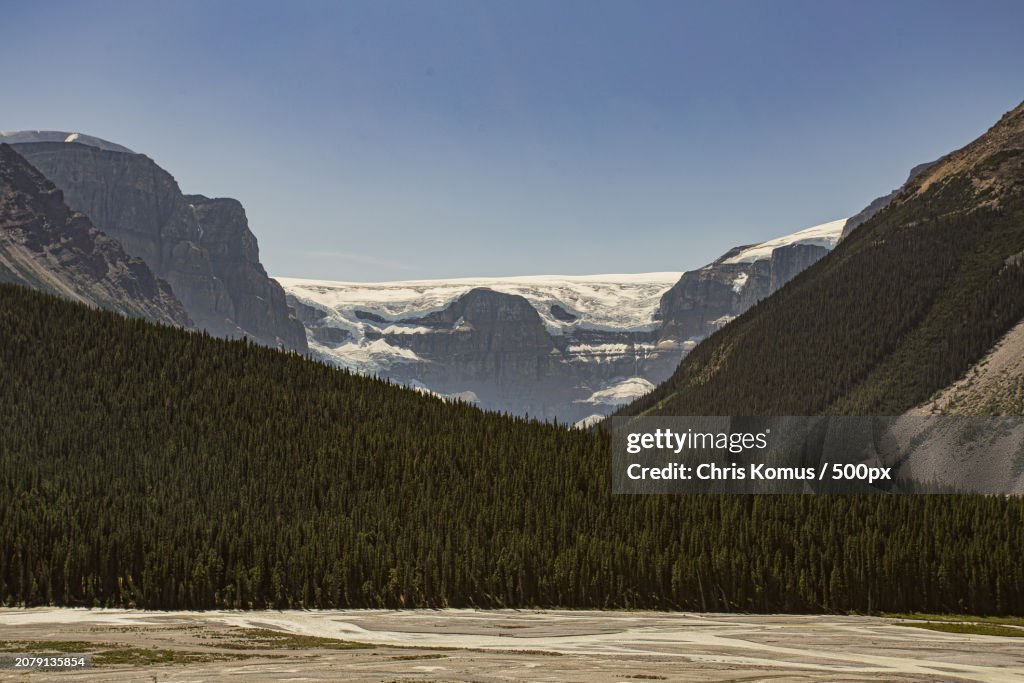 Scenic view of mountains against clear sky
