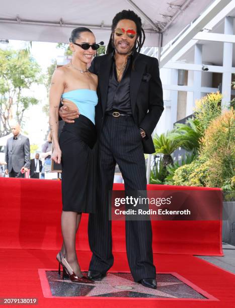 Zoë Kravitz and Lenny Kravitz attend the Lenny Kravitz Hollywood Walk of Fame Star Ceremony on March 12, 2024 in Hollywood, California.