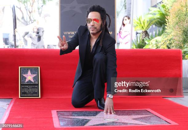Lenny Kravitz honored with Star on the Hollywood Walk of Fame on March 12, 2024 in Hollywood, California.