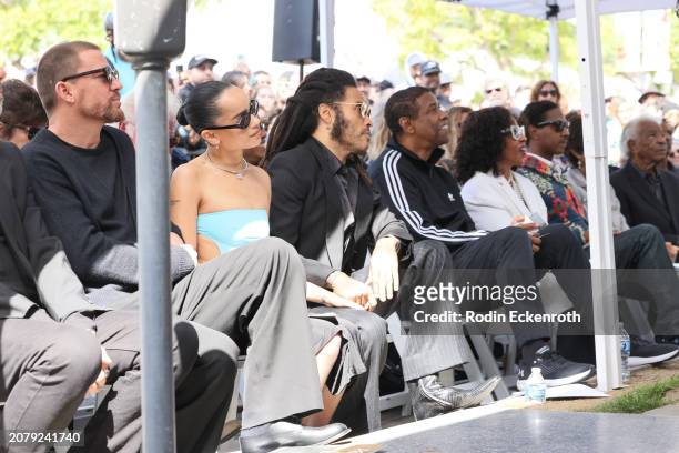 Channing Tatum, Zoë Kravitz, Lenny Kravitz, Denzel Washington, and Pauletta Washington at Lenny Kravitz Hollywood Walk of Fame Star ceremony on March...