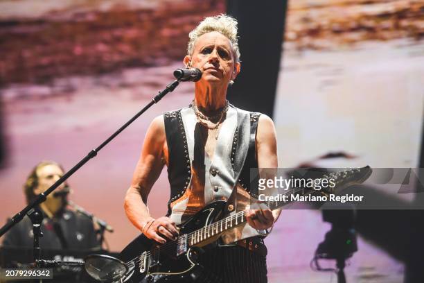 Martin Gore of Depeche Mode performs on stage at WiZink Center on March 12, 2024 in Madrid, Spain.