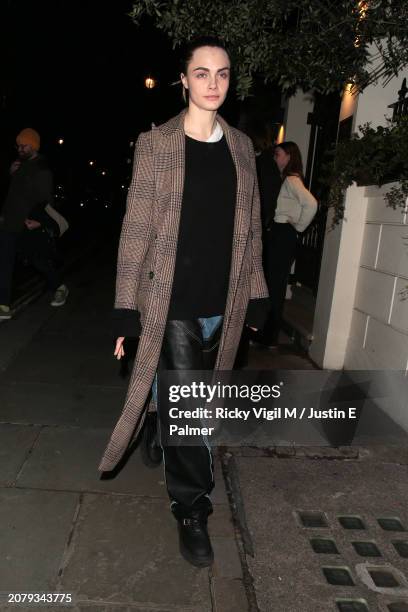 Cara Delevingne is seen leaving Cabaret the Musical London at Kit Kat Club on March 12, 2024 in London, England.